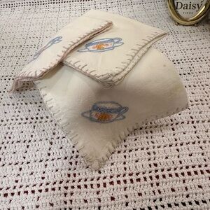 Embroidered Tea Cup Napkins